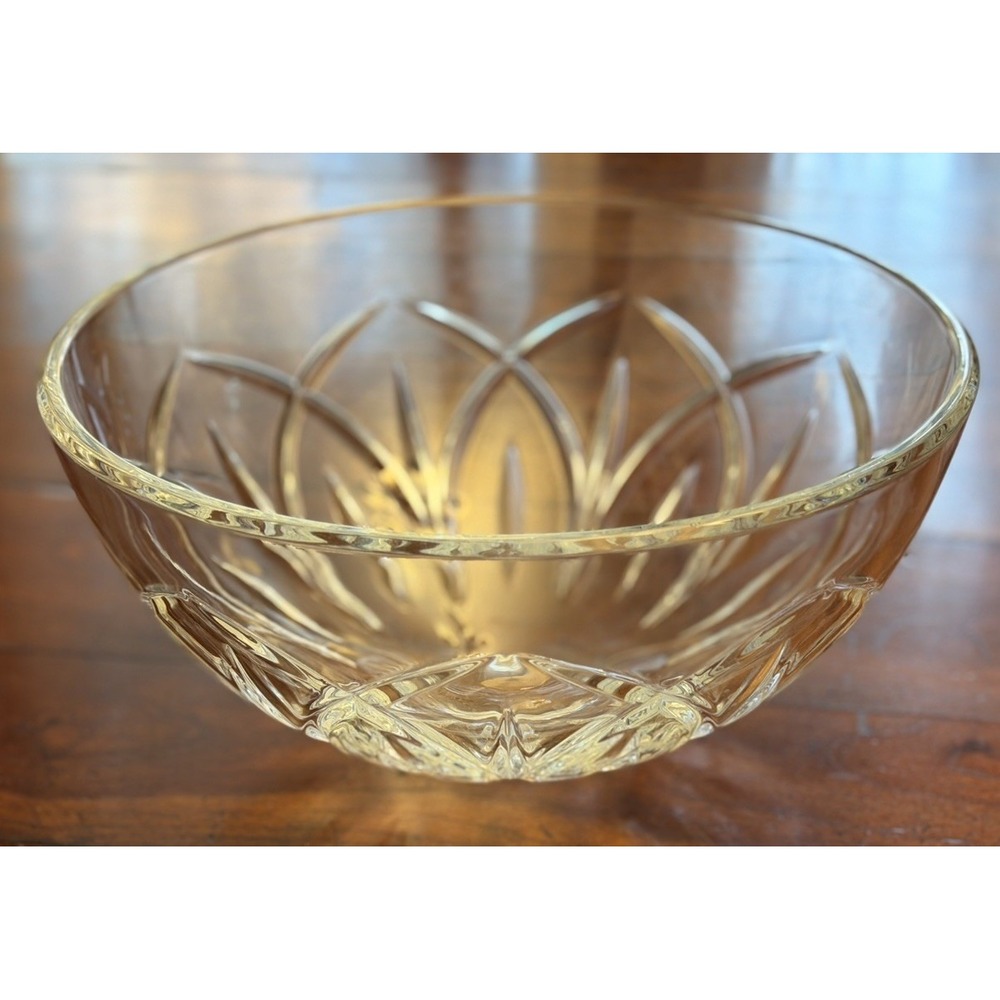 Vintage Mikasa Whitehall 10" Lead Crystal Bowl Clear Glass Scalloped Signed